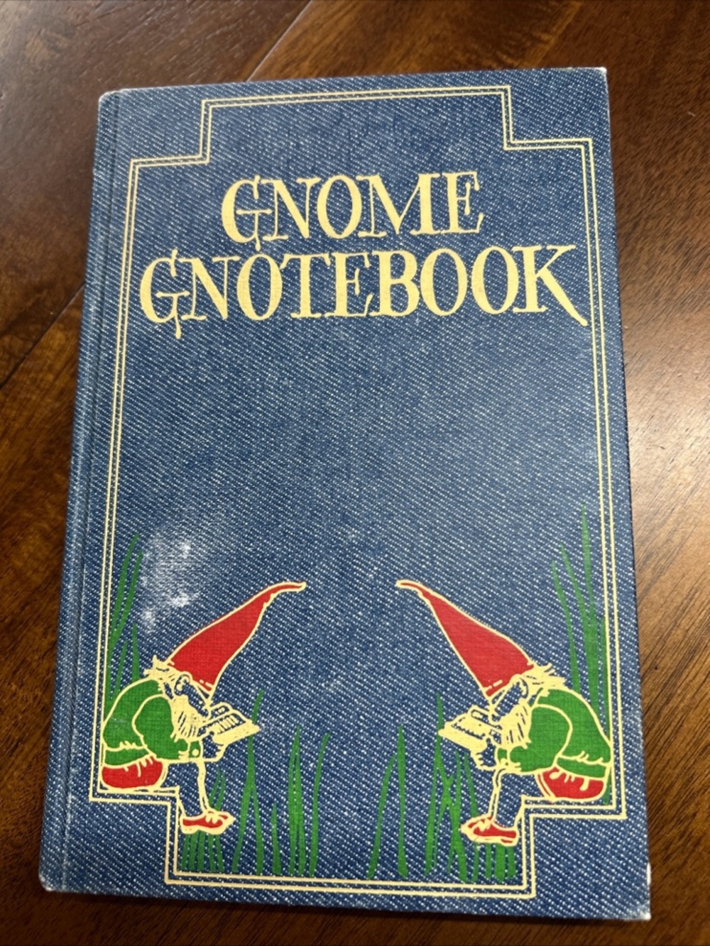 Gnome Gnotebook Hardcover Journal 1978 Denim Blue with Red & Green Gnome Artwork